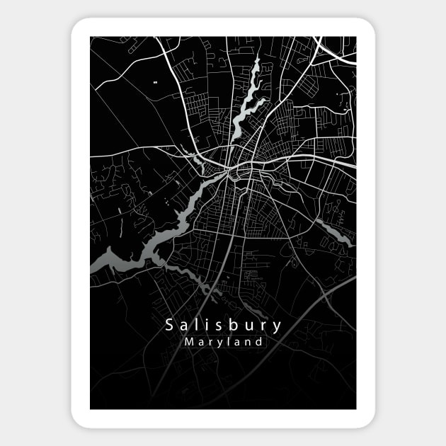 Salisbury Maryland City Map dark Sticker by Robin-Niemczyk